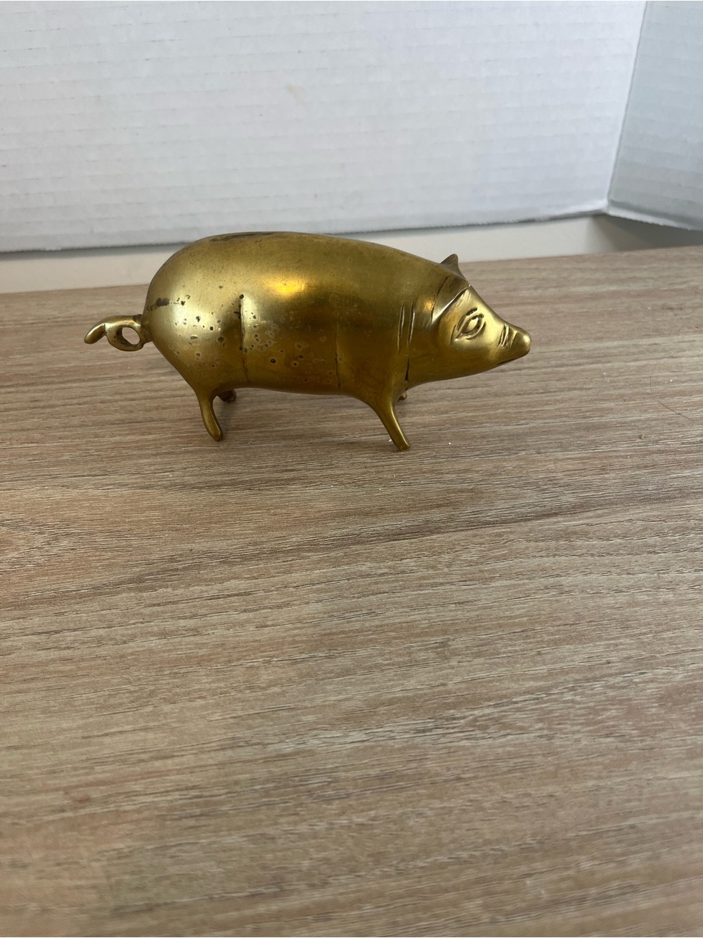 Brass Pig Figurine Decorative Accent - Gold